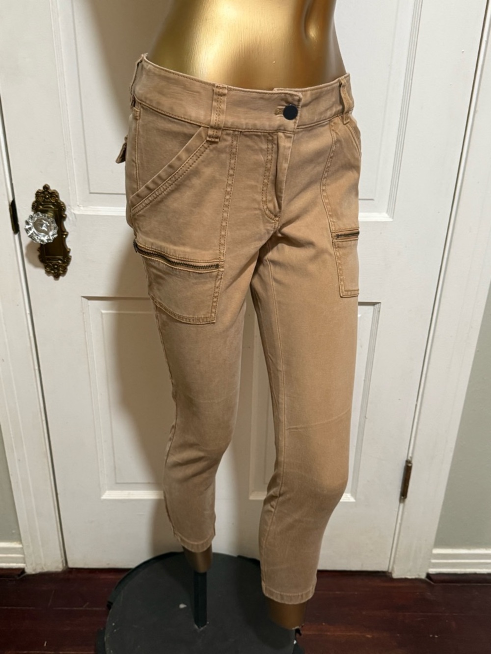 2 Pairs Loft Petites Tan Teal Skinny Pants Womens Cargo Size 6
